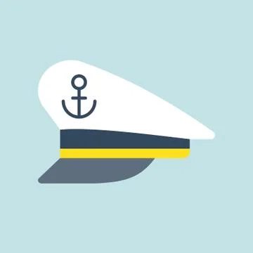 Captain sailor hat icon, flat design vector Stock Illustration