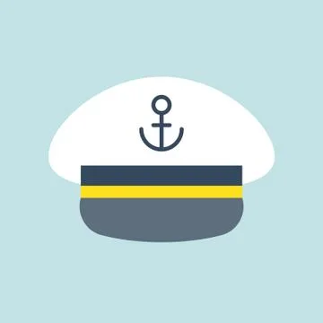 Captain sailor hat icon, flat design vector Stock Illustration
