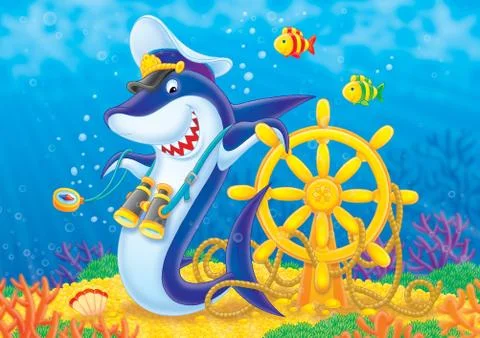 Captain Shark Stock Illustration