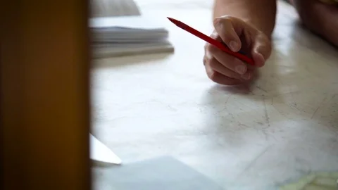 The captain of the ship with a map think about the route Stock Footage 84694949