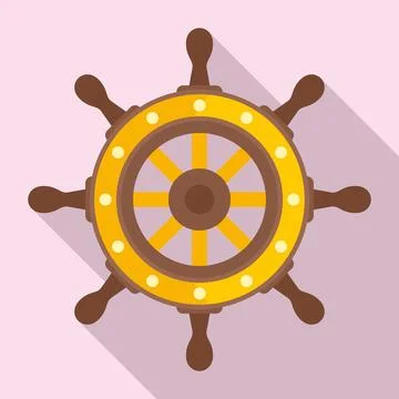 Captain ship wheel icon, flat style Stock Illustration