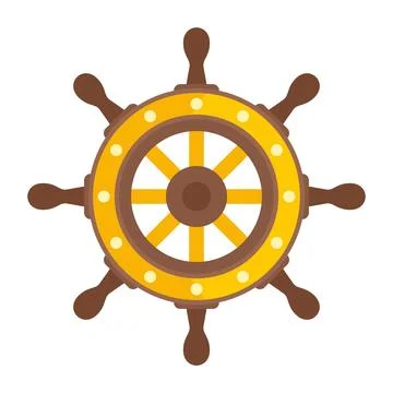 Captain ship wheel icon flat isolated Stock Illustration