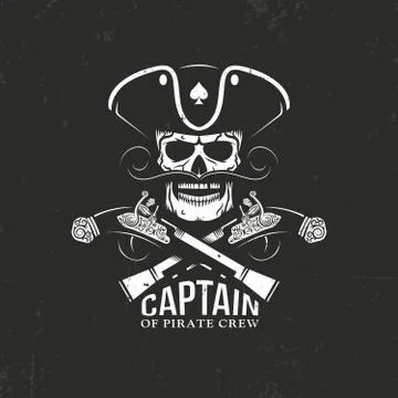 Captain skull in cocked hat Stock Illustration