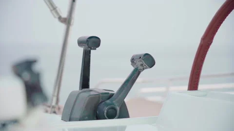 Captain speed up the boat close up slow motion Video stock 159122058
