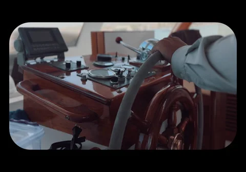 Captain steering the wheel Stock Footage 279030078