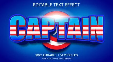 Captain vector text effect with modern style design Stock Illustration