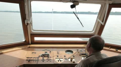 Captain in the wheelhouse 1 Video stock 11136332