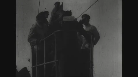Captains and sailors standing on deck of submarine Stock Footage 43320175