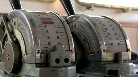 Captains bridge speed wheel  Stock Footage 2199487