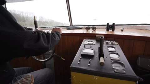 In the captain's cabin of the boat Stock Footage 260305668