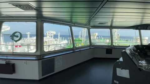The captain's cabin has a control panel Video stock 331353262