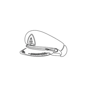 Captain's hat. One line art. Stock Illustration