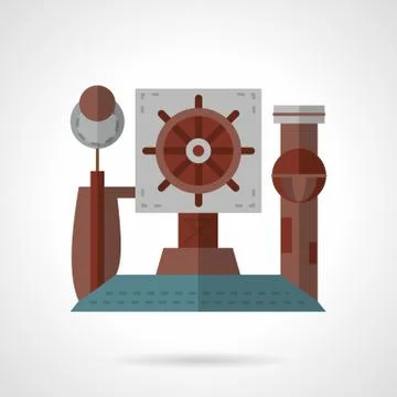 Captains steering wheel flat vector icon Stock Illustration
