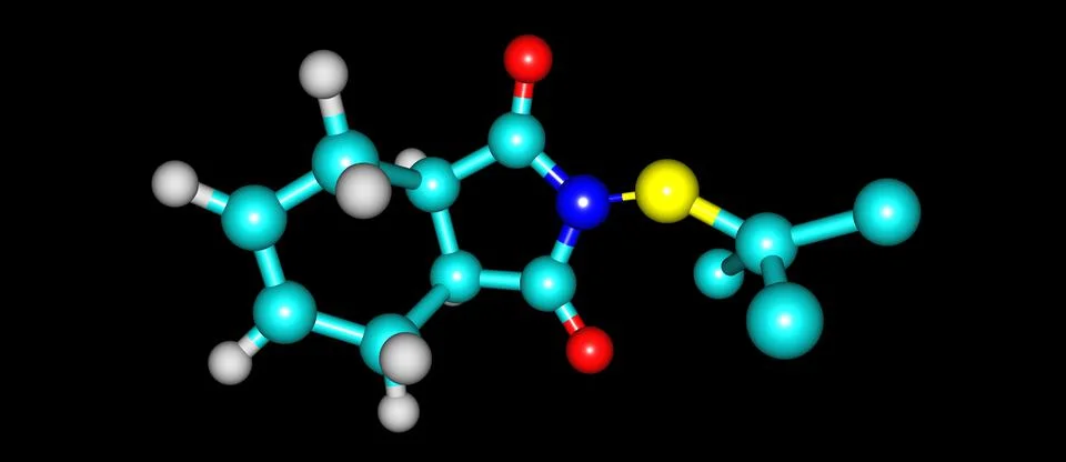 Captan molecular structure isolated on black background Stock Illustration