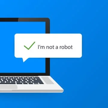 Captcha, I am not a robot on laptop screen. Vector stock Illustration Illustrazione stock