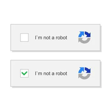 Captcha i am not a robot Windows Set. Vector 스톡 일러스트