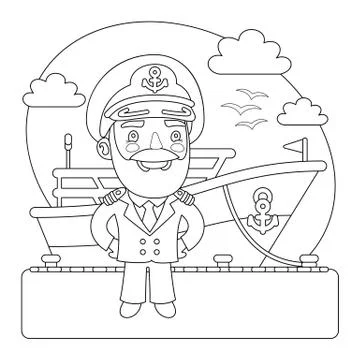 Captian Coloring Page Stock Illustration