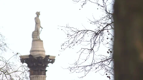 Captian Horatio Nelson statue, which overlooks Trafalgar Square, London Stock Footage 40263183