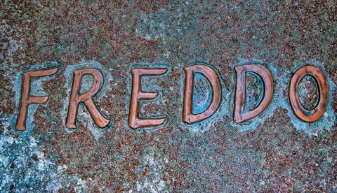 Caption bronze letters cold Stock Photos