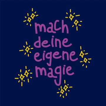 Caption Do your magic in a circle of doodle stars. Handwritten inscription Stock Illustration