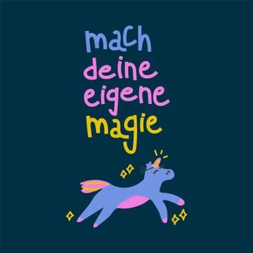 Caption Do your magic with a horse. The inscription is handwritten in doodle Stock Illustration