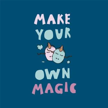 Caption Do your magic with a horse. The inscription is handwritten in doodle Stock Illustration