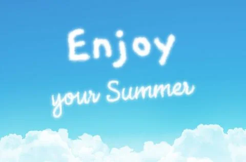 Caption text message - Enjoy or summer, against a background of a tinted blue Stock Photos