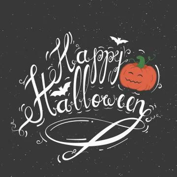 Caption White Happy Halloween vector Stock Illustration
