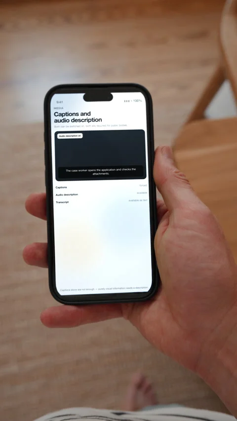 Captions and audio description switched on, vertical, making media accessible Stock Footage 345404382