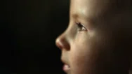 Captivated Baby Lost At Television, Tv Education, Tired Boy Portrait Expression Stock Footage