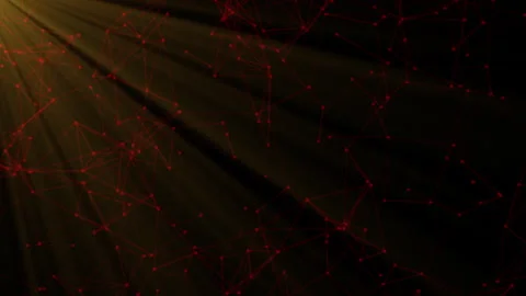 A captivating 3D animation featuring a network of red particles connected by Vídeo Stock 280139627