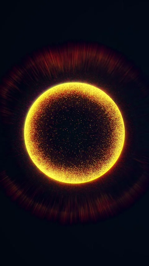 A captivating abstract animation with a dynamic orange sphere and rays Stock Footage 315272123