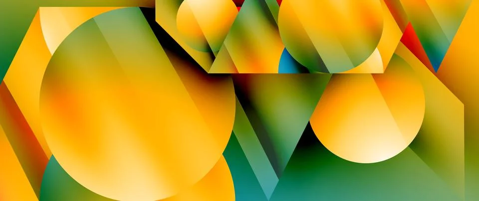 Captivating abstract backdrop composed of interlocking triangles and circles Illustrazione stock