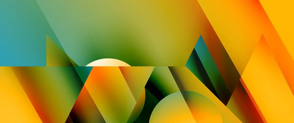 Captivating abstract backdrop composed of interlocking triangles and circles Illustrazione stock