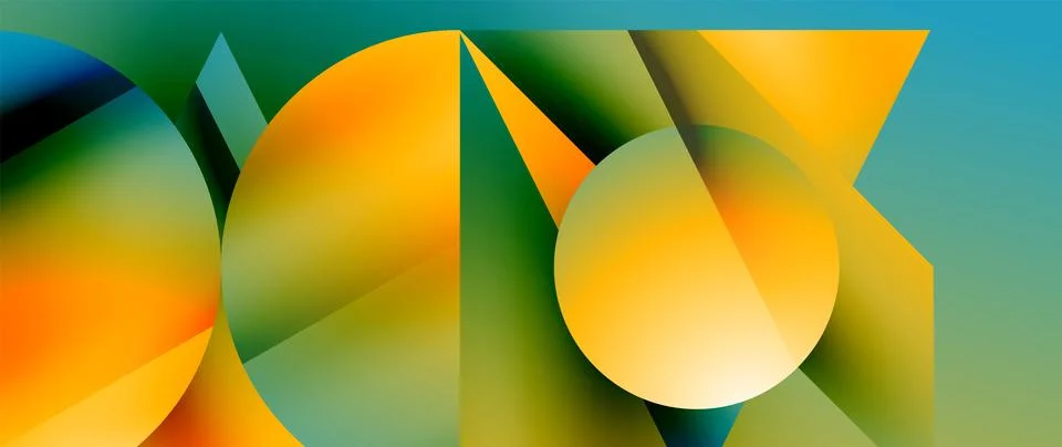 Captivating abstract backdrop composed of interlocking triangles and circles Stockillustratie