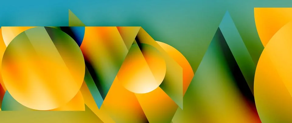 Captivating abstract backdrop composed of interlocking triangles and circles 库存插图