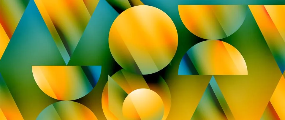 Captivating abstract backdrop composed of interlocking triangles and circles Stock Illustration