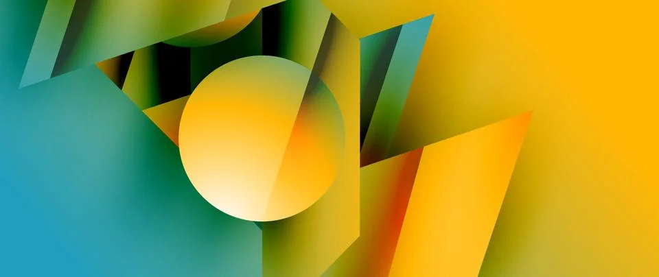 Captivating abstract backdrop composed of interlocking triangles and circles Illustrazione stock