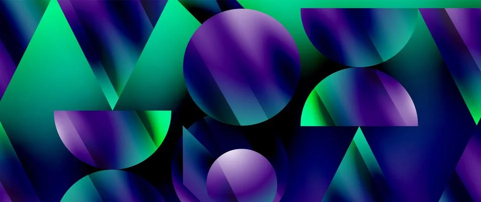 Captivating abstract backdrop composed of interlocking triangles and circles Stock Illustration