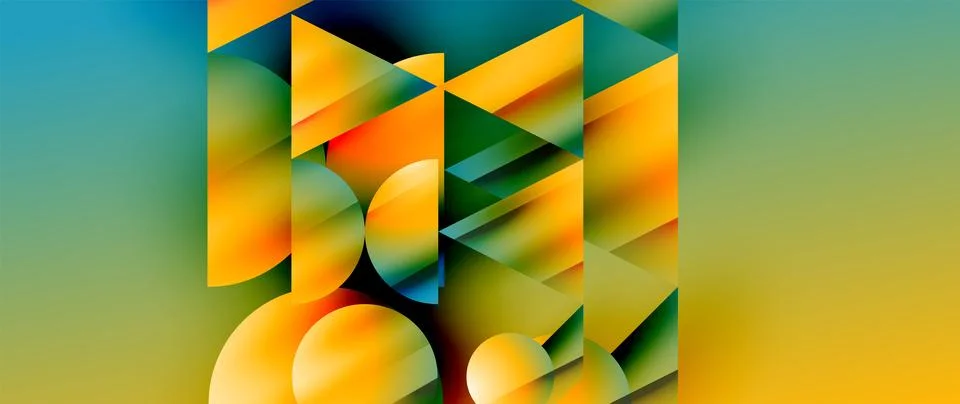 Captivating abstract backdrop composed of interlocking triangles and circles Stock Illustration