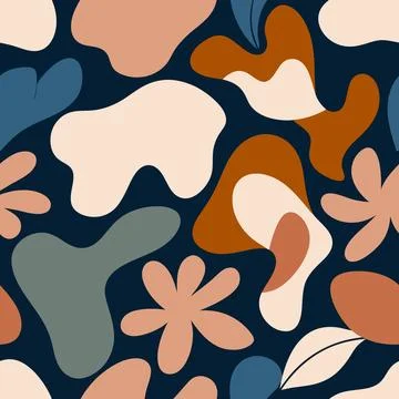Captivating Abstract Organic Pattern with Vibrant Colors and Floral Accents Stock Illustration