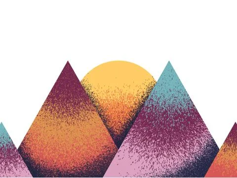 Captivating Abstract Sunset Mountain Landscape Stock Illustration