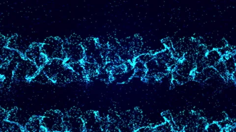 Captivating abstract visualization of glowing blue particles forming wave Stockbeeldmateriaal 293122637