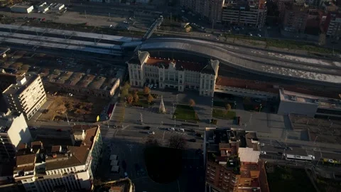 Captivating aerial view showcasing cityscape filled with modern architecture Stock Footage 303659779