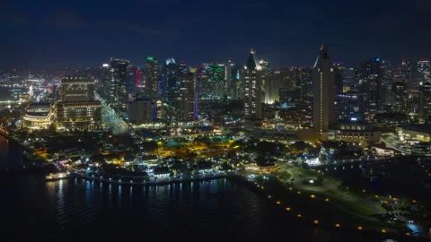 A captivating aerial view showcasing Downtown San Diego during the night Stock Footage 317335938