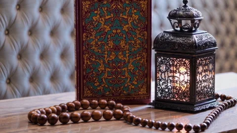 Captivating and Elegant Decorative Islamic Elements Including Beautiful Lanterns Stock Footage 306018043