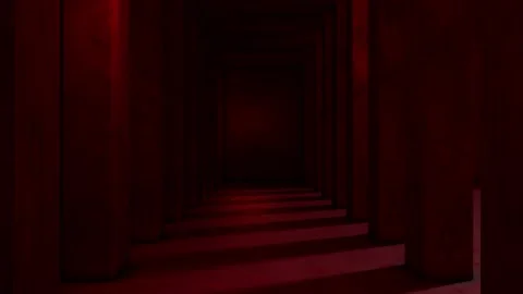 A captivating and haunting journey through mysterious crimson corridor with.. Stock Footage 332317296