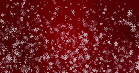 Captivating Animation of Falling Snowflakes on a Beautiful Red Background Stock Footage 320292854