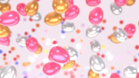 Captivating Animation Featuring Shimmering Gold, Silver And Pink Balloons. Stock Footage 289695352