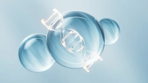 A captivating animation showcasing a rotating DNA helix structure encased w.. Stockbeeldmateriaal 332388753